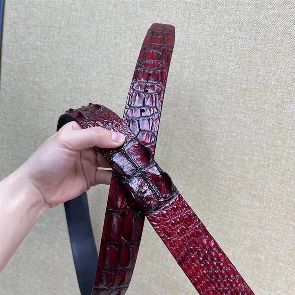 Ceintures authentiques véritables crocodiles cutané vin ceinture mâle rouge pour boucle épingle exotique réel en cuir en cuir de haute qualité bracelet de taille masculine