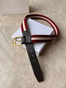 Cinturones B Marca Moda Diseño a rayas Lona Correa de cintura de cuero Cinturón unisex Casual Deportes de alta calidad