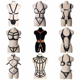 Ceintures Bdsm réglable à la main PU Bandage Sexy corps poitrine harnais femmes bracelet en cuir gothique jarretière ceinture érotique Lingerie282E