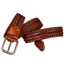 Ceintures BEAFIRY tissé à la main hommes décontracté sangle ceinture en cuir véritable mâle alliage boucle tout-match tressé garçons pantalon marron noir YQ231026