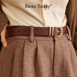 Ceintures beautoday ceinture femmes vache en cuir en cuir en chevaux de couture rétro de designer dames jeans robe ceinture à la main 91005