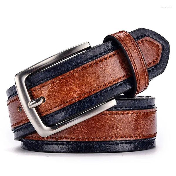 Cinturones Cinturón para hombres Moda Casual Jeans masculinos Negocios PU Cuero genuino Hebilla de metal Pretina de alta calidad