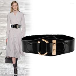Cinturones Cinturón Dama Elástico Cintura ancha Sello Decoración Moda Mujeres simples Cintura Vestido Abrigo Suéter Chica Ocio Faja de cuero H3162