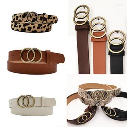 Riemen Dames Mode Grote Dubbele Ring Cirkel Metalen Gesp Riem Wilde Tailleband Dames Brede Leren Bandjes Voor Vrije Tijd Jurk Jeans DRY5