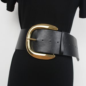 Ceintures Grande boucle en métal ceinture de taille femmes Vintage marque de luxe concepteur large ceinture en PU ceinture de taille pour chemise robe ceinture décoration 230829