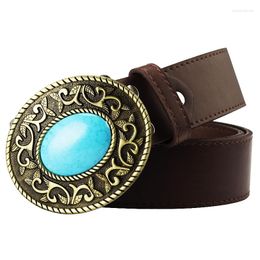 Ceintures Big Turquoise Mode Femmes Ceinture Gemstone Perle Décoration Paisley Fleur Motif Lady Ceinture Jeans