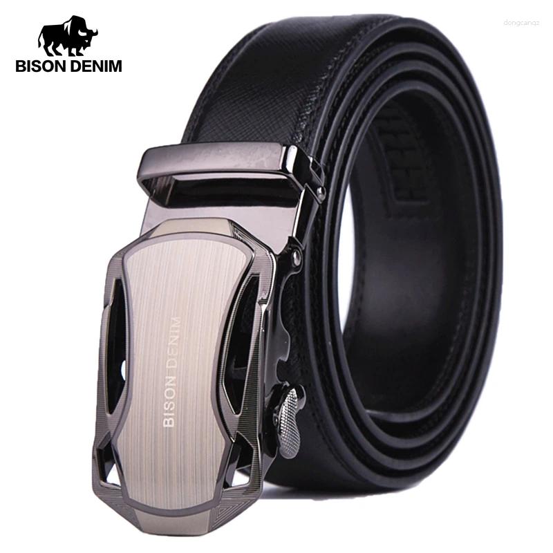 Cinturones Bison Denim Men Cinturón Correa de lujo de cuero genuina Masculino para negocios Automático de alta calidad Beba Regalo N71303