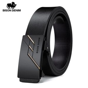 Ceintures Bison Denime ceinture en cuir véritable hommes noir ceinture automatique marque de mode ceinture en peau de vache pour hommes N71581