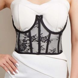 Ceintures Noir/blanc Sexy Undershirt Dentelle Corset Minceur Ceinture Taille Coupe Ouverte Buste Court À Armatures 60-85 cm Mode