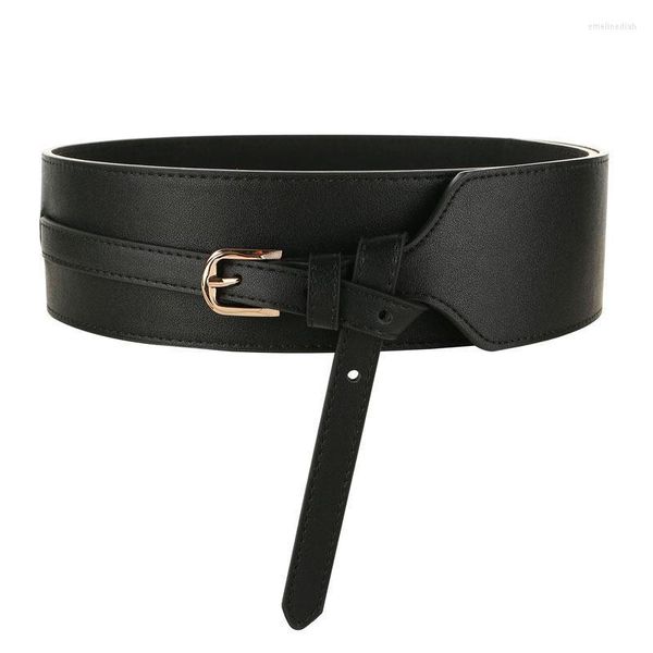 Cinturones Corsé ancho negro Cinturón de cuero genuino Mujer Cummerbund anudado rojo para mujeres Diseño simple Vestido de novia Cinturones LadyBelts Emel22