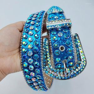 Cinturones Bling Rhinestone Cinturón Mujer Tachonado Cowgirl Western Blue Cintura Pretina Jean Venta al por mayor