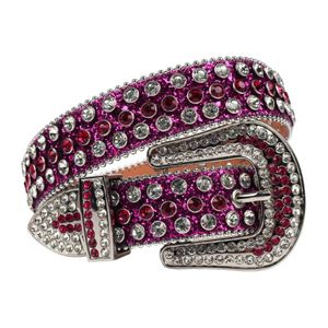 Riemen bling western rhinestones cowgirl diamant riem mode dames bezaaid ceinture femme luxe paarse riem cinto de strass 277o