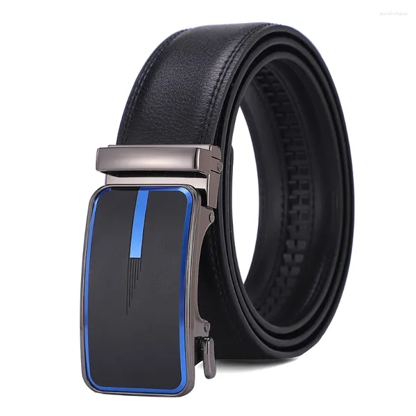 Cinturones Carta azul Hebilla MaleLeather Belt Diseñador para hombre para hombres Correa de alta calidad más tamaño 130