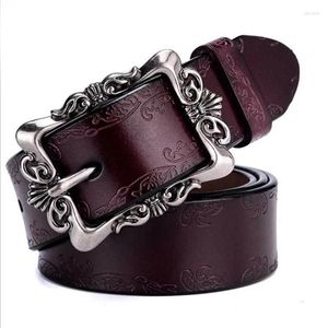 Ceintures BOKADIAO Ceinture en cuir véritable pour femme Punk Designer pour femme de haute qualité Casual Femme Jeans Marron