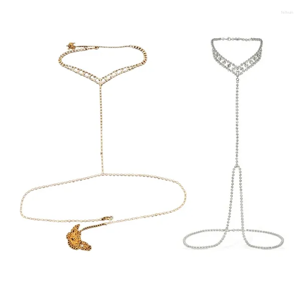 Ceintures soutien-gorge chaîne bijoux pour strass corps collier femmes Sexy cristal Chai