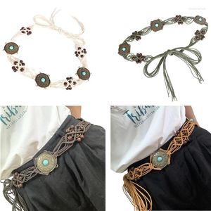 Ceintures tressées en corde de taille pour femme, décorations de perles faites à la main, large, vente en gros