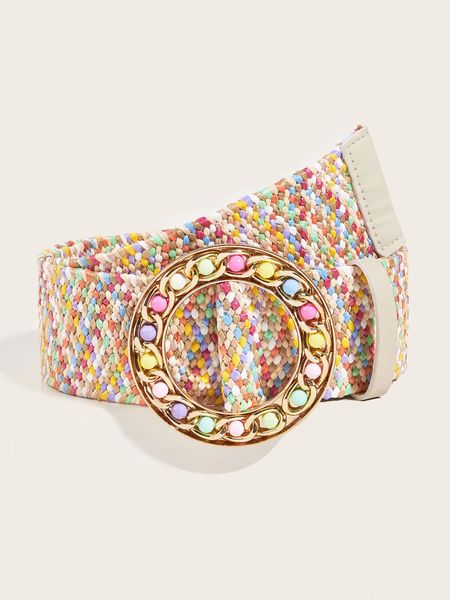 Ceintures Ceinture tressée pour femmes Vintage large ceintures bohème concepteur boucle colorée coquille décorative femmes PP paille ceinture de taille 230928