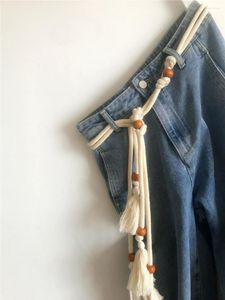 Riemen Gevlochten Geweven Vintage Katoenen Draad Touw Taille Voor Vrouwen Jeans Kwastje Twist Weven Accessoires Korset Tailleband Riem