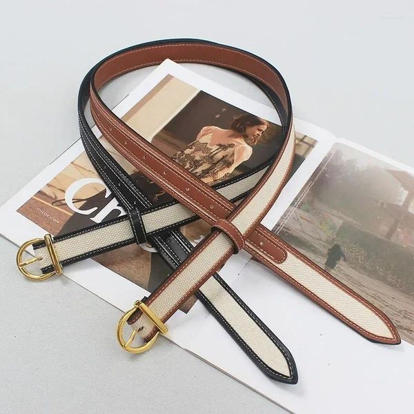 Cinturones Diseño de marca Patchwork con hebilla dorada Cinturón clásico de mezclilla adornado