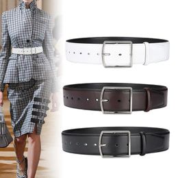 Gordels Brand Wide Cowhide for Women Plain Lederen Wit Paarse blauw Casual Vrouwelijk Vrouwelijke herfstjurk Cowskin Belt Decoration Belts