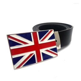Gordels British Union Jack Flag van United Kingdon England Metal Buckle Mens Black Pu Leather For Men Jeans Hebillas Cinturon