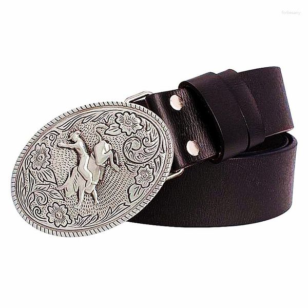 Ceintures Bull Riding Cowskin Ceinture en cuir Cowboy Rodeo Performers Accessoire Ceinture Rid A Bovins Motif Boucle