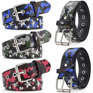 Riemen Camouflage Lederen Riem Unisex Mode Casual Jeans Accessoires Gordel Punk Hip Hop Y2k Klinknagel Pin Gesp Tailleband