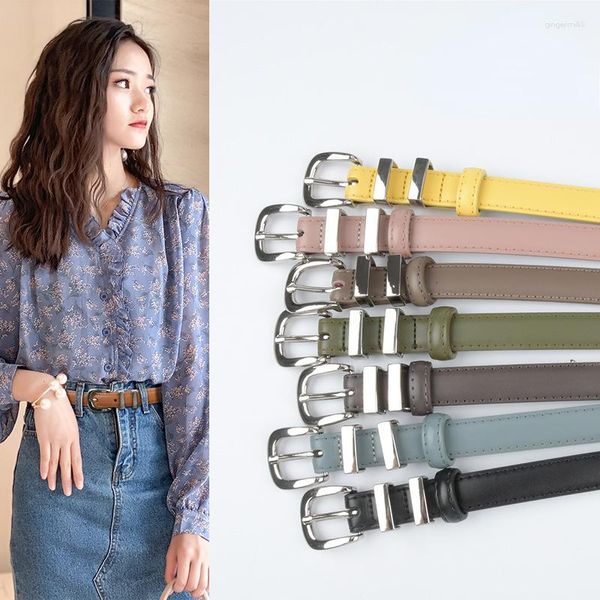 Ceintures Bonbons Couleurs Femmes Mince Véritable Vache En Cuir Jeans Sangle Ceinture Conception Simple Peau De Vache Cinturones Para Mujer Ceinture