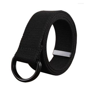 Ceintures Ceinture en toile Mode Alliage noir Double anneau Boucle Hommes Casual Simple et Femmes Cowboy Pantalon BeltBelts