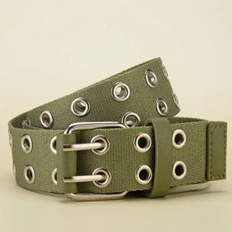 Cinturones de lona cintura para hombres y mujeres de moda y minimalista tendencia de hebilla de aguja doble jeans casual