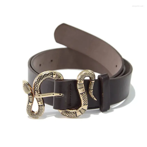 Ceintures personnalité décontractée ceinture femme tendance métal serpent boucle mode décorative style punk cuir PU noir simple ceinture