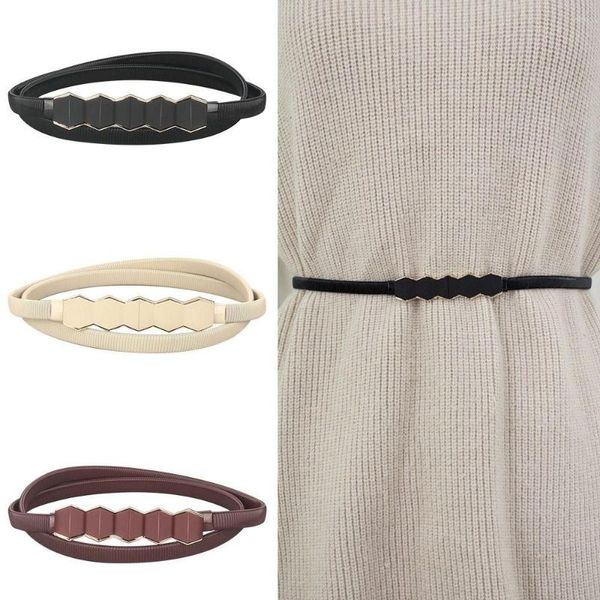 Ceintures décontracté extensible élégant géométrique métal élastique ceinture ventre taille bande dames robe Cummerbands mince maigre ceinture