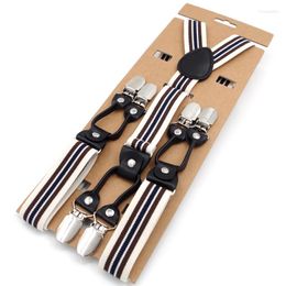 Gordels Casual Suspenders Leather Tirantes gestreepte elastische Suspender Damesriembroek 6 Clips Wedding Braces Y-back 2,5 cm 120 cm