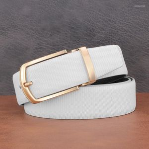 Cinturones Casual Blanco Cuero genuino Diseñador Pin Hebilla Moda Corsé Cintura Jeans de lujo Ceinture Homme Estudiante