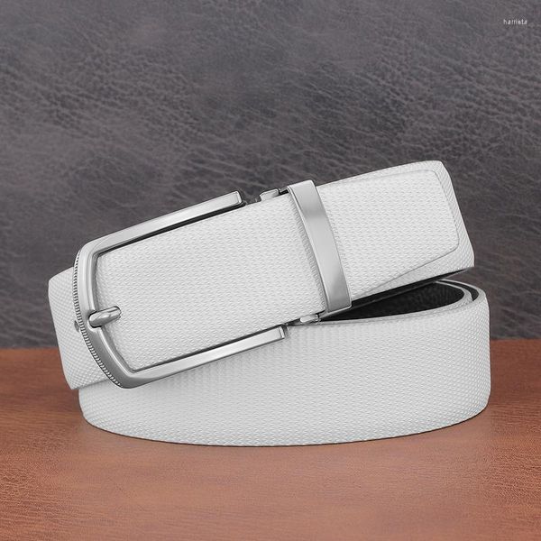 Ceintures Casual Blanc Véritable En Cuir Designer Boucle Ardillon Hommes Corset Ceinture De Luxe Jeans Ceinture Homme Étudiant