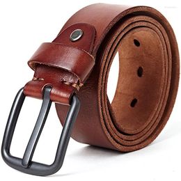 Riemen vee leer mannen riem gewassen vintage stijl taille met pin gesp vol graan ceinture brede pasek