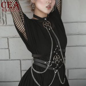 Ceintures cea Nouveau arrivée goth punk pentagram corps sexy chain harnais femme celtes de mode pour femmes vêtements goth goth accessoires