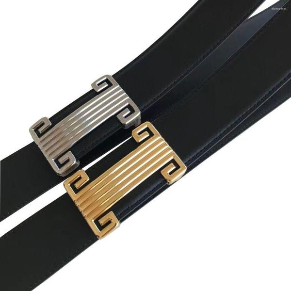 Ceintures Classique DIY Tendance Gushuai Mode Ceinture Dames Hommes Couple Double Face Utilisation 3.8 cm Mince En Gros