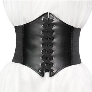 Ceintures corset large courroie de cuir pu cummerbunds sangle pour femmes élastique serrée haute taille minceur de corps de forme de corps 65-75 cm 2194