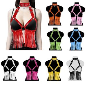 Cinturones Cosplay Punk Arnés de cuero Sujetador Correas enjauladas Cinturón Gótico Danza Rave Wear Disfraces sexuales Bondage Moda Tight SuspenderBelts