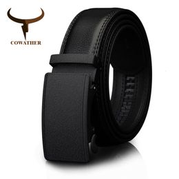 Ceintures COWATHER hommes ceinture automatique boucle à cliquet avec vache en cuir véritable ceintures pour hommes marque de luxe mâle sangle 110-130 cm longueur 230314