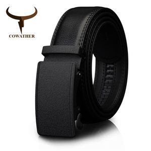 Ceintures COWATHER hommes ceinture automatique boucle à cliquet avec vache en cuir véritable pour hommes marque de luxe mâle sangle 110130cm longueur 220913