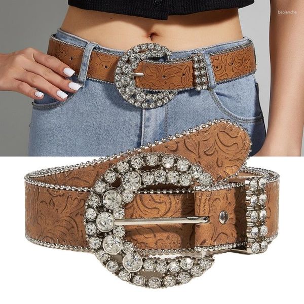 Ceintures Ceinture de cowboy pour adolescentes fille cool PU large short clouté H7EF