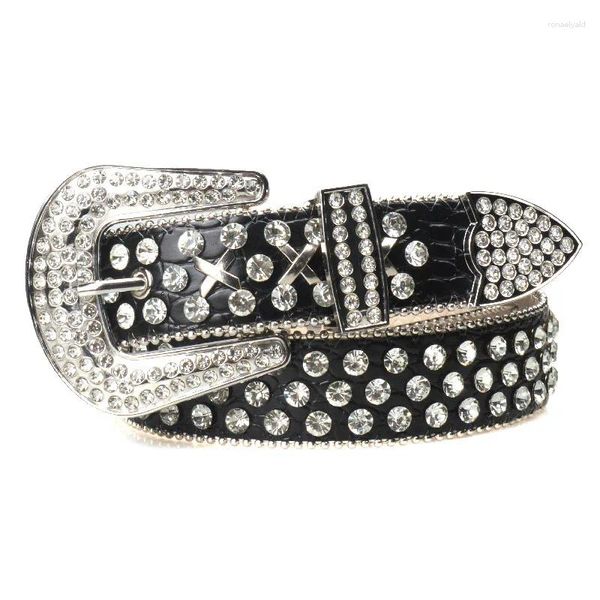 Cinturones Cowboy Rhinestone Cinturón para mujeres y hombres 2023 Moda Correa de lujo Diamond Western Crystal Studded Cowgirl