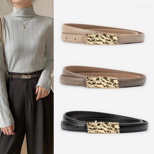 Ceintures Cowhide Thin Belt for Women Luxury Design Fashion Fashion Pantal