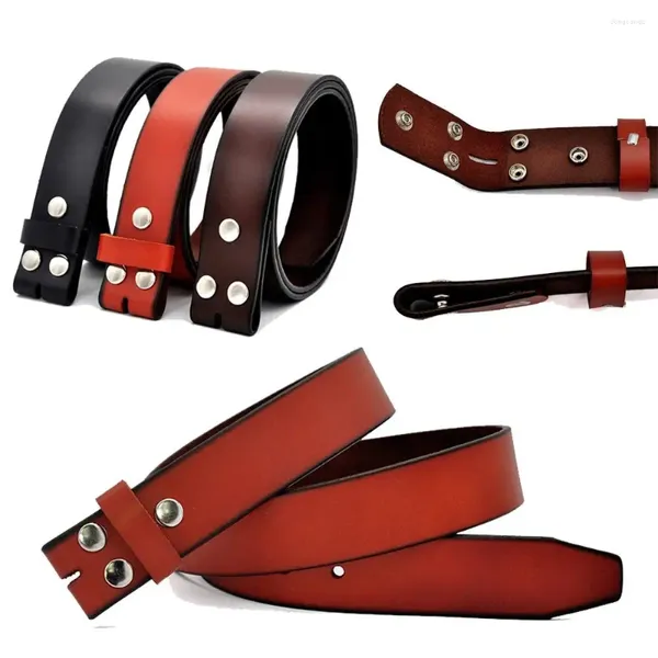 Ceintures Craft DIY Designer Ceinture en cuir véritable sans boucle 3,8 cm avec trou Stud Snap Clip Ceinture