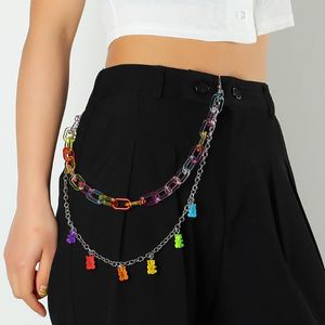 Ceintures mignon dessin animé Mini ours ceinture taille chaîne pour femmes alliage perles pantalon fille crochet porte-clés bijoux cadeaux