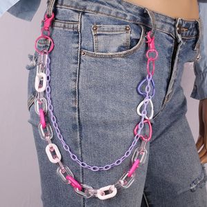 Riemen schattige kleurrijke hart hanger broek ketting rock punk broek Jean keychain hiphop taille sieraden cadeau drop