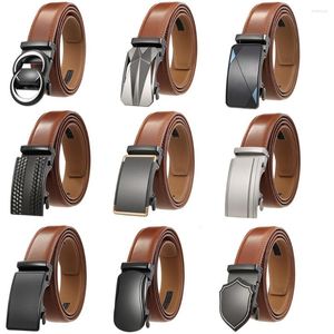 Ceintures Ceinture en cuir véritable en peau de vache marron foncé pour hommes concepteur de haute qualité à cliquet réglable mâle G185