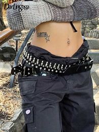 Riemen Darlingaga Grunge Punk Style Gotische donkere Rivet Belts For Women Streetwear Bullet Cosplay Cummerbunds Unisex Belt Sashes Outfits G230207